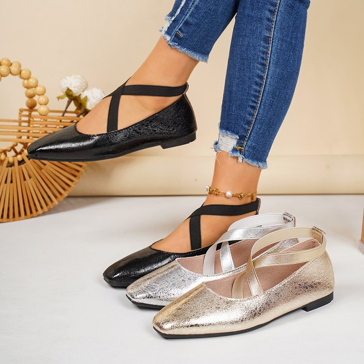 Damen Elegante und bequeme Ballerinas mit überkreuzten Riemen R&B