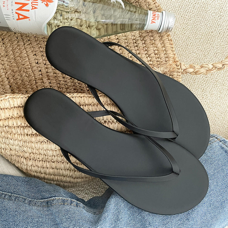 Damen Elegante Flip-Flops mit glänzendem Riemendesign R&B