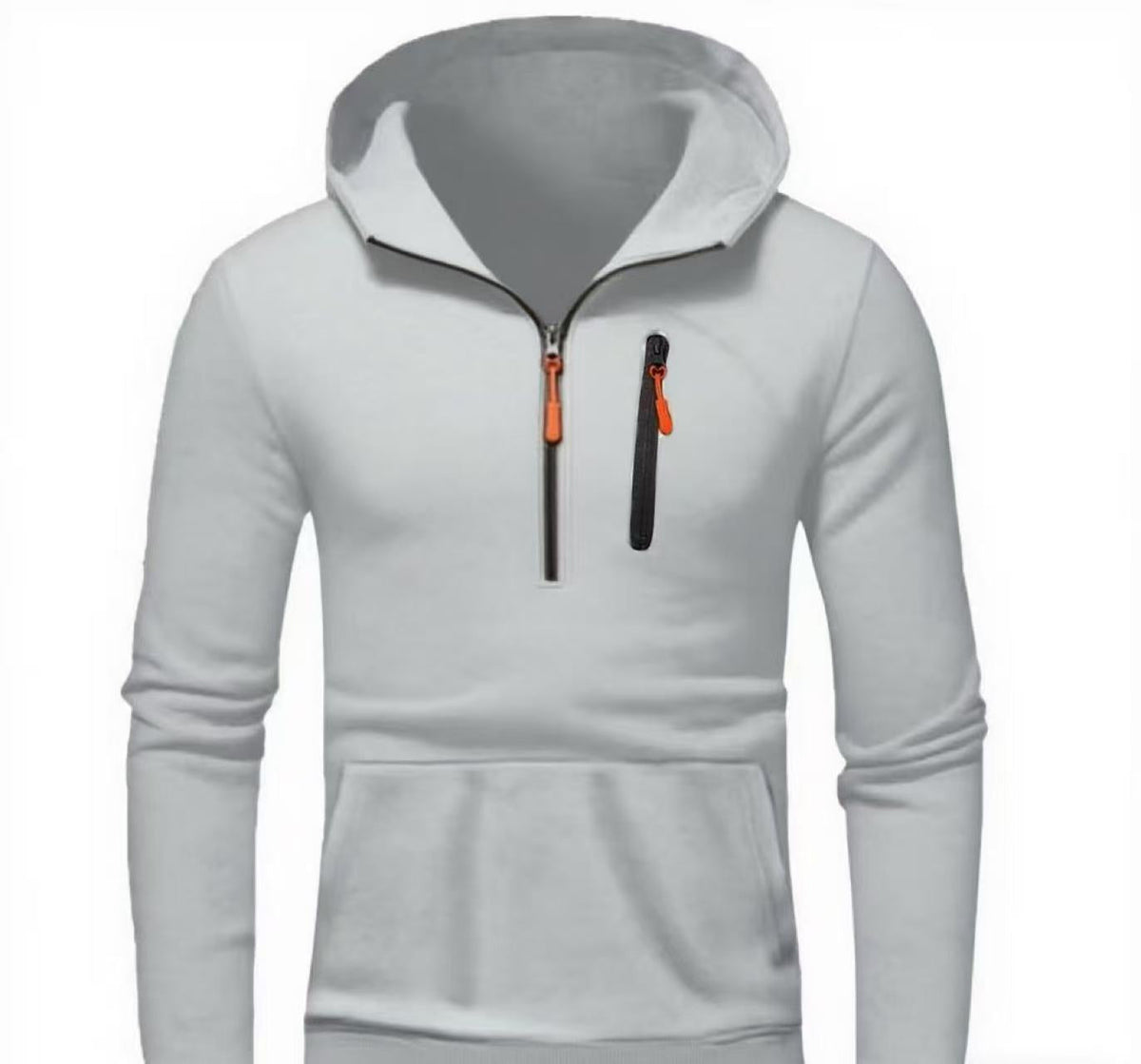 Herren moderner Kapuzenpullover mit innovativem halben Reißverschluss R&B