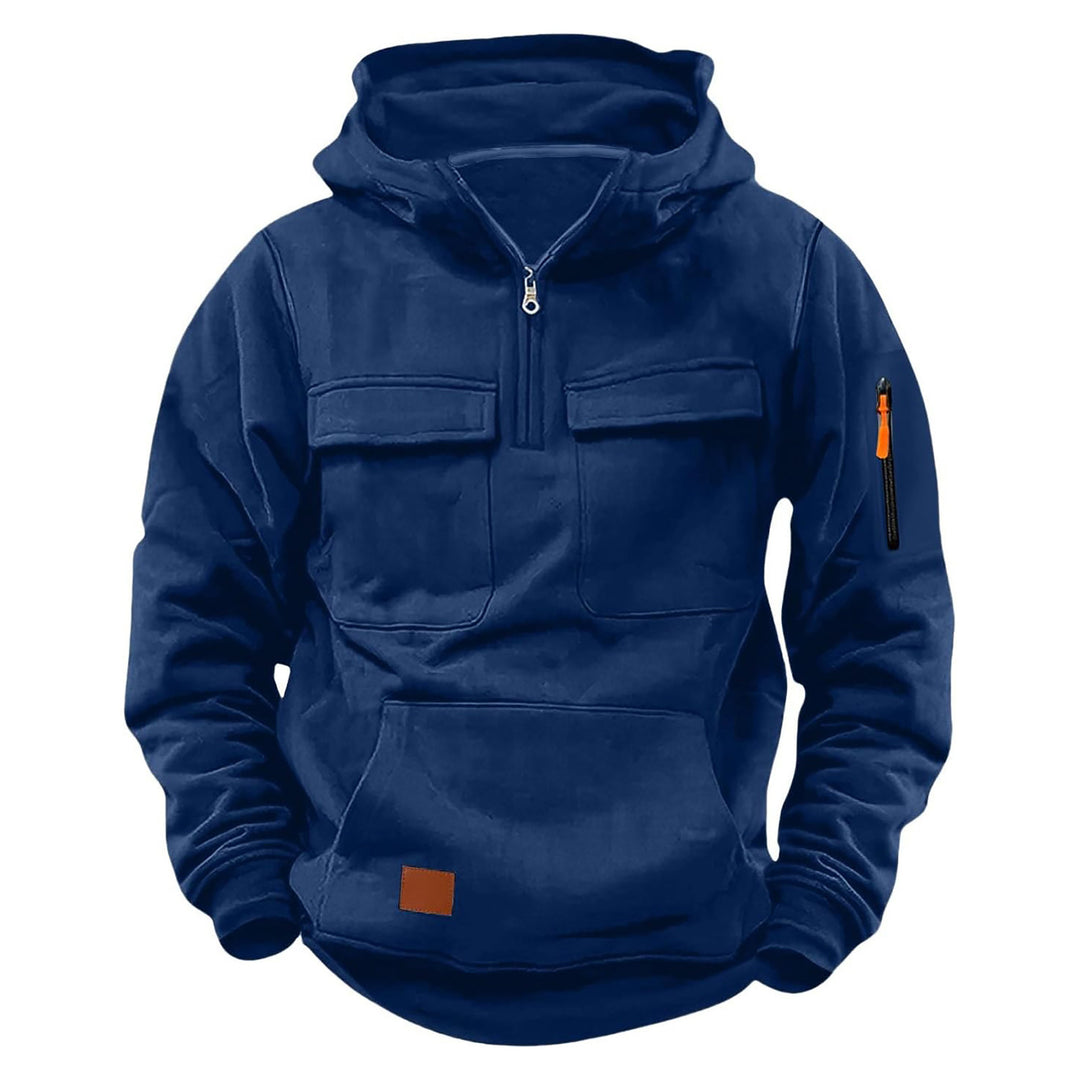 Herren funktionale Kapuzenjacke mit Reißverschluss und praktischen Taschen R&B