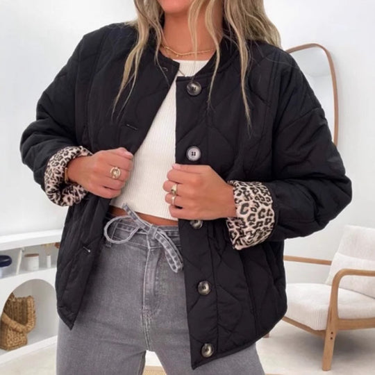 Damen Steppjacke mit leopardemuster Detail R&B