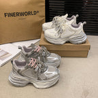 Damen Sportliche Sneakers mit perlbesetzten Schnürsenkeln und atmungsaktivem Obermaterial R&B