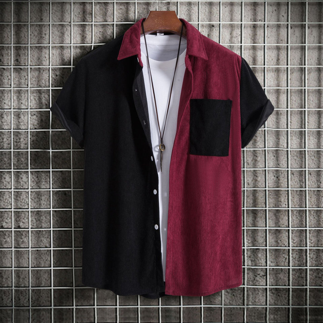 Herren Kurzarmhemd mit unterschiedlichen Texturen und modernem Design R&B