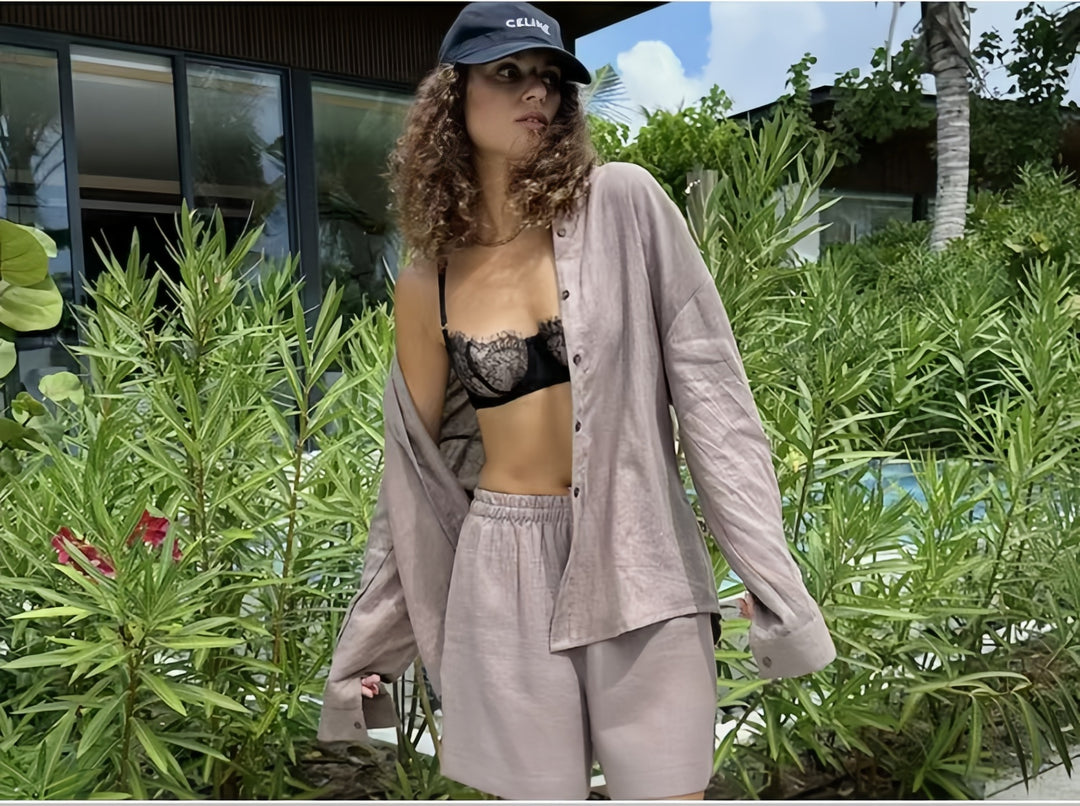 Damen Oversized Hemdblusenkleid mit langen Ärmeln und asymmetrischem Schnitt R&B