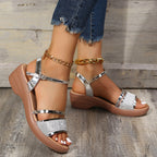 Damen Komfortable Plateau-Sandalen mit dekorativen Riemen
