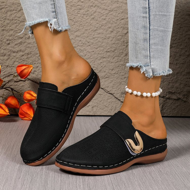 Damen Clogs mit dekorativer Schnalle und atmungsaktiver Oberflächenstruktur R&B