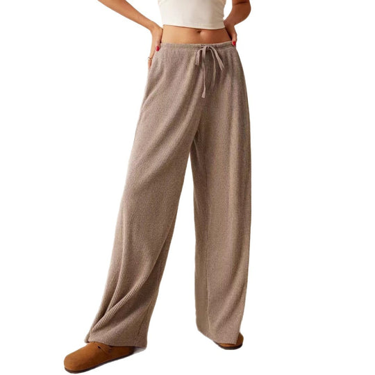 Damen weite Strickhose mit verstellbarem Bund und seitlichen Taschen R&B