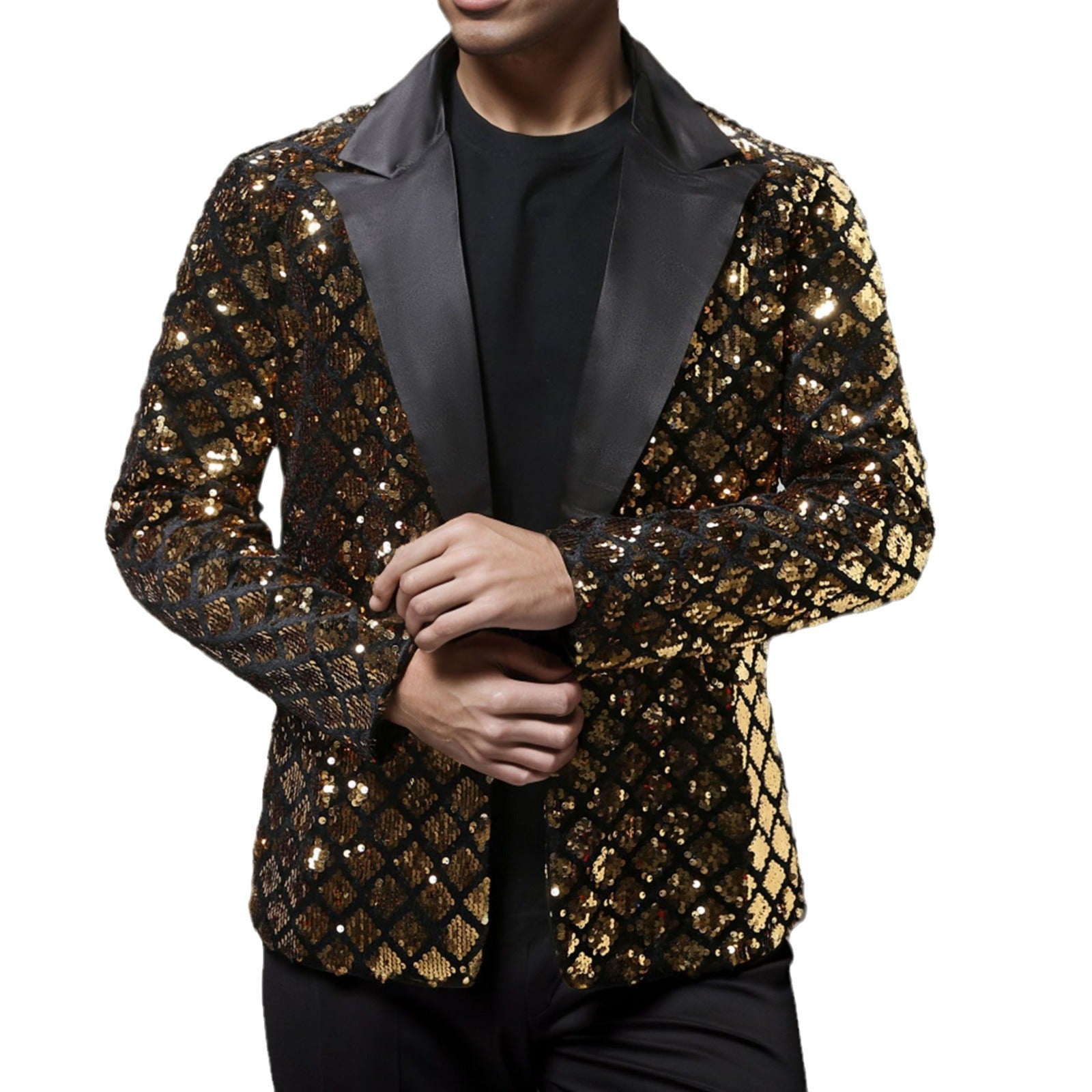 Herren eleganter Pailletten-Blazer mit luxuriösem Design R&B