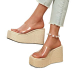 Damen Wedge-Pantoletten mit elegantem Stoffoberteil und komfortablem Fußbett