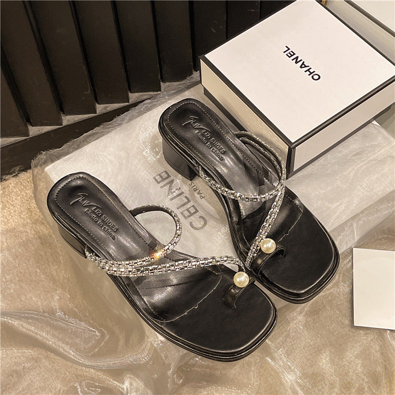 Damen Glamouröse Sandalen mit funkelnden Details und komfortablem Blockabsatz R&B
