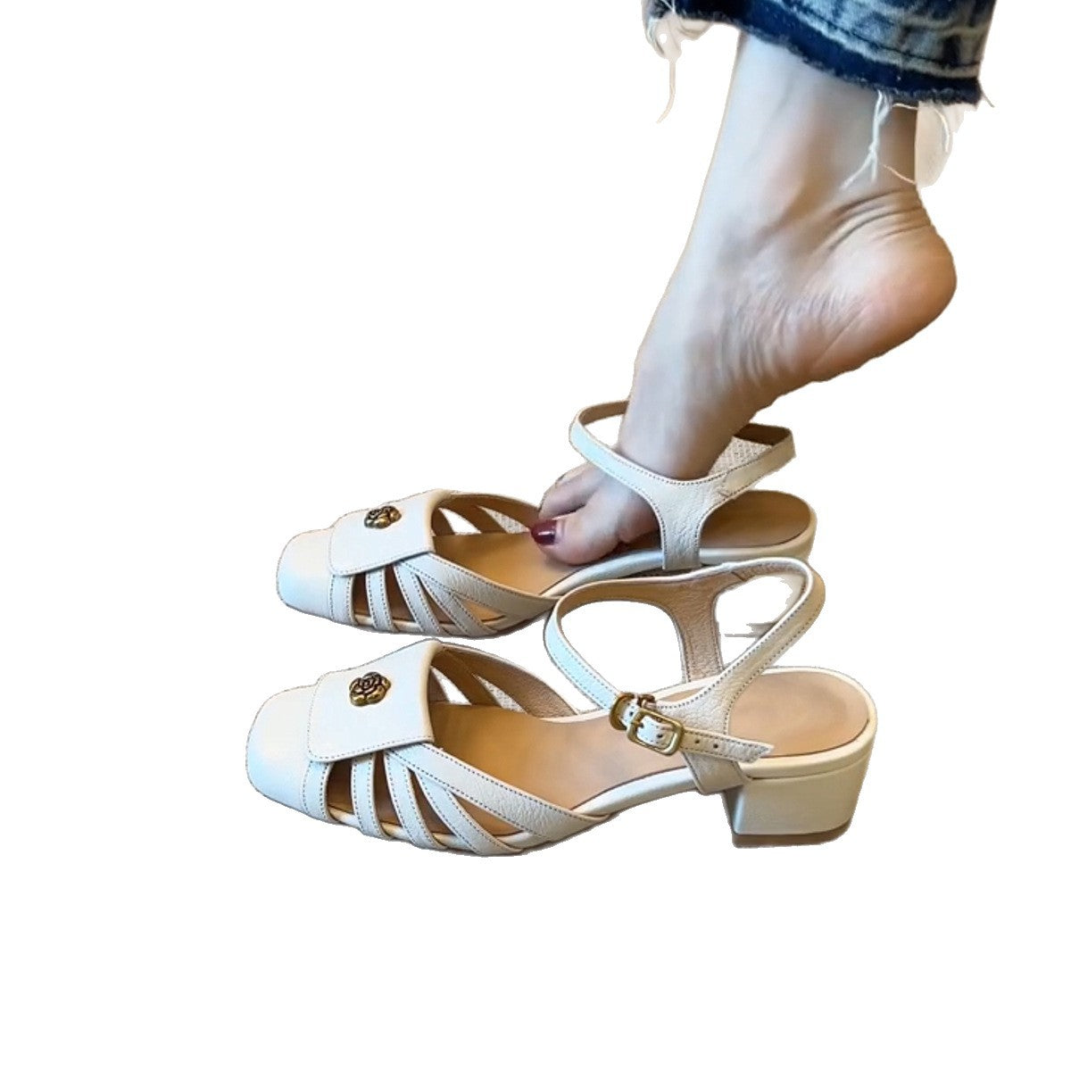 Damen Stylish Komfort-Sandalen mit eleganter Applikation R&B