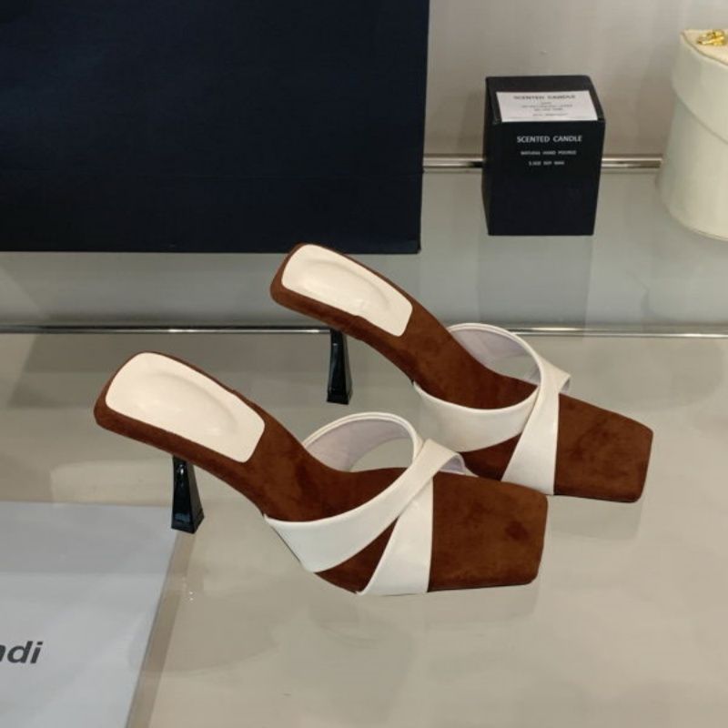 Damen Mules mit modischen Riemen und elegantem Blockabsatz R&B