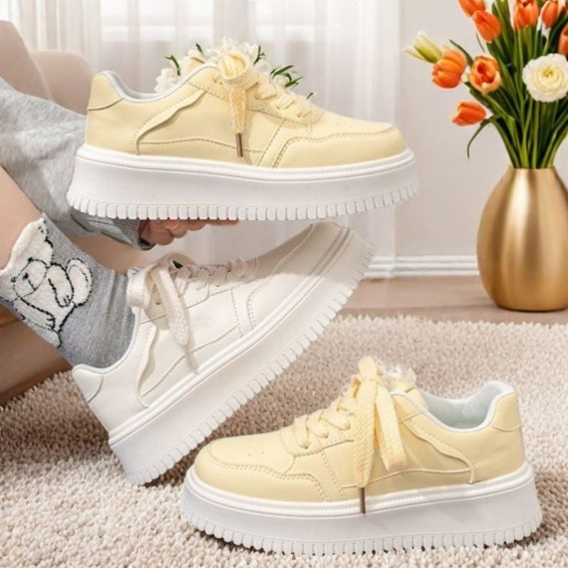 Damen Modische Sneakers mit dicker Sohle und atmungsaktiver Oberflächenstruktur R&B