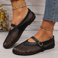 Damen elegante und luftige Ballerinas mit Netzdesign und verstellbarem Riemen R&B