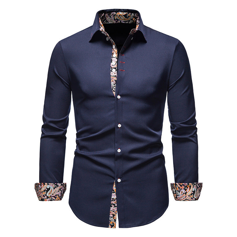 Herren Langarmhemd mit modernem Paisley-Muster und exklusiven Details R&B
