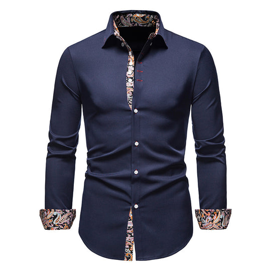Herren Langarmhemd mit modernem Paisley-Muster und exklusiven Details R&B