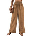 Damen weit geschnittene Sommerhose mit elastischem Bund und Kordelzug R&B