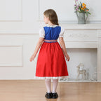 Damen nan traditionelles Kinder-Dirndl Kleid mit geraffter Schürze und Spitzenbesatz R&B