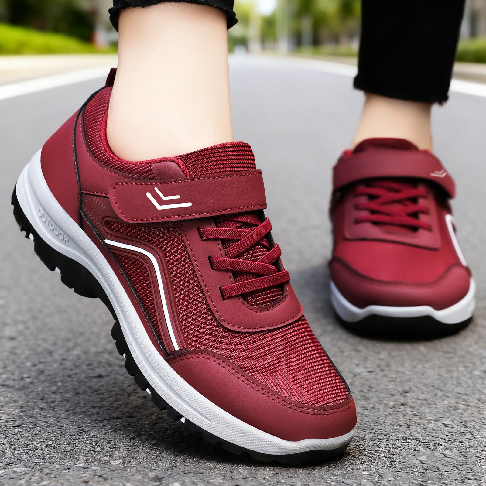 Damen Sportliche Outdoor-Sneaker mit verstellbarem Klettverschluss und rutschfester Sohle R&B