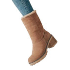 Damen elegante Winter-Stiefeletten mit wolligem Kragen R&B