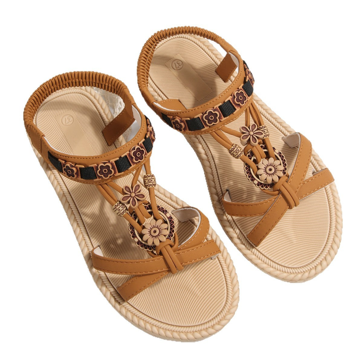 Damen modische Sandalen mit floralem Dekor und flexiblem Riemensystem R&B