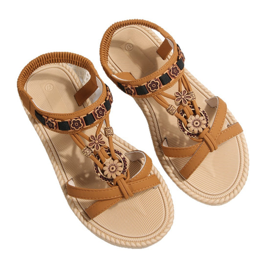 Damen modische Sandalen mit floralem Dekor und flexiblem Riemensystem R&B