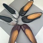 Damen Mokassin Balletschuhe mit einzigartiger Zehenform und glänzender Oberfläche