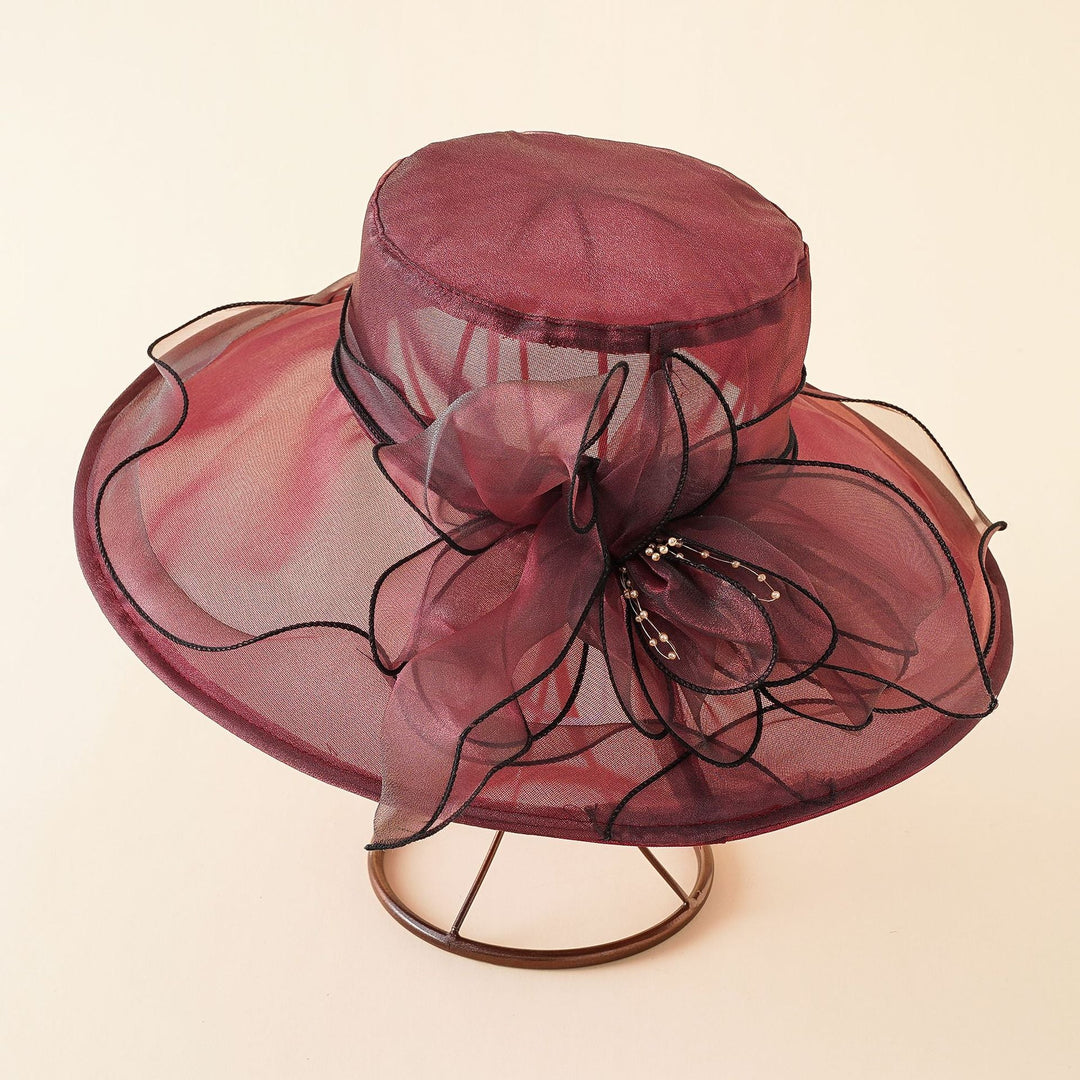 Damen Eleganter Sonnenhut mit Feiner Netzstruktur und Romantischen Schleifenelementen Heidi-Mode