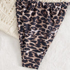 Damen Triangel-Bikini-Set mit Raffungen und Leo-Muster R&B