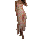 Damen florales Maxikleid mit Rüschendetails R&B
