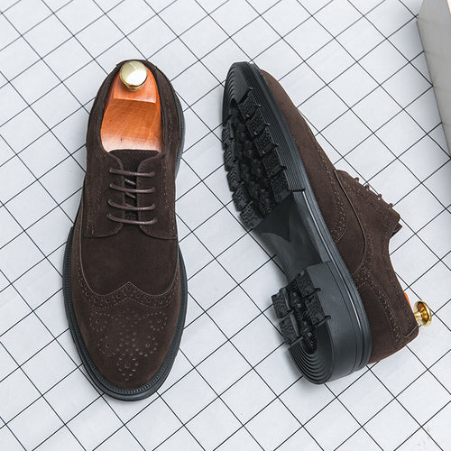 Herren elegante Schnürschuhe aus weichem Wildleder mit modischer Lochmusterung R&B