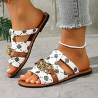 Damen Modische Slides mit dekorativem Ketten-Detail R&B