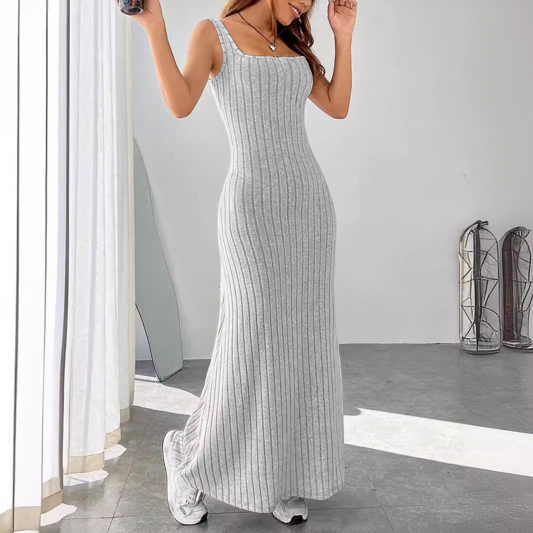 Damen Maxikleid mit figurbetonendem Schnitt und raffinierten Rippstrukturen R&B