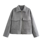 Damen modische Übergangsjacke mit praktischen Taschen R&B