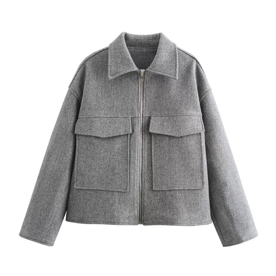 Damen modische Übergangsjacke mit praktischen Taschen R&B