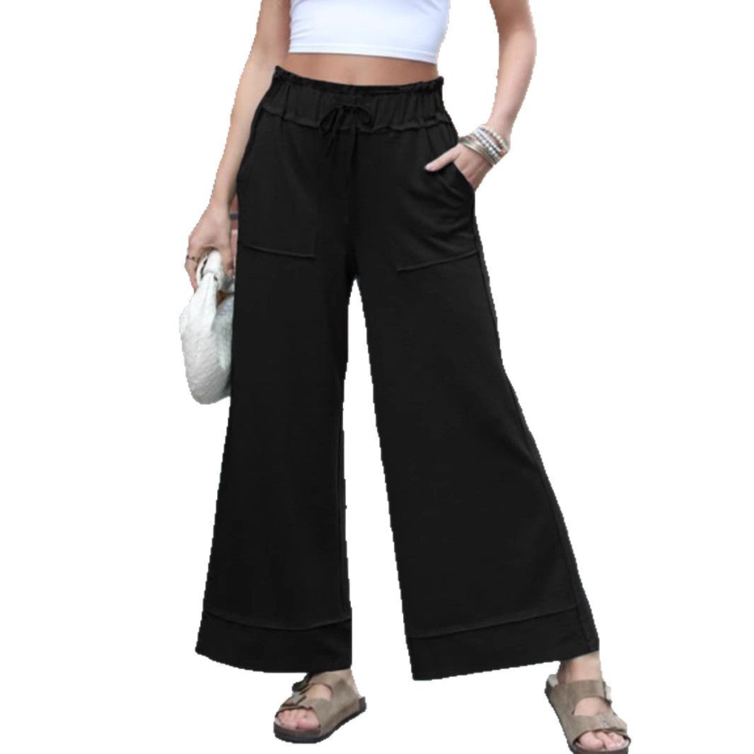 Damen Modische Palazzo-Hose mit elastischem Bund und praktischen Taschen R&B