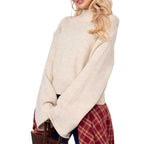 Damen Strickpullover mit lässigem Schnitt und Volumenärmeln R&B