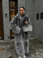Damen Luxus Kunstfellmantel R&B