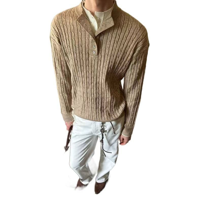 Herren Feinstrickpullover mit dekorativen Knopfdetails R&B
