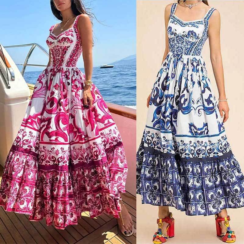Damen Maxikleid mit elegantem A-Linien-Schnitt und floralen Musterdetails R&B