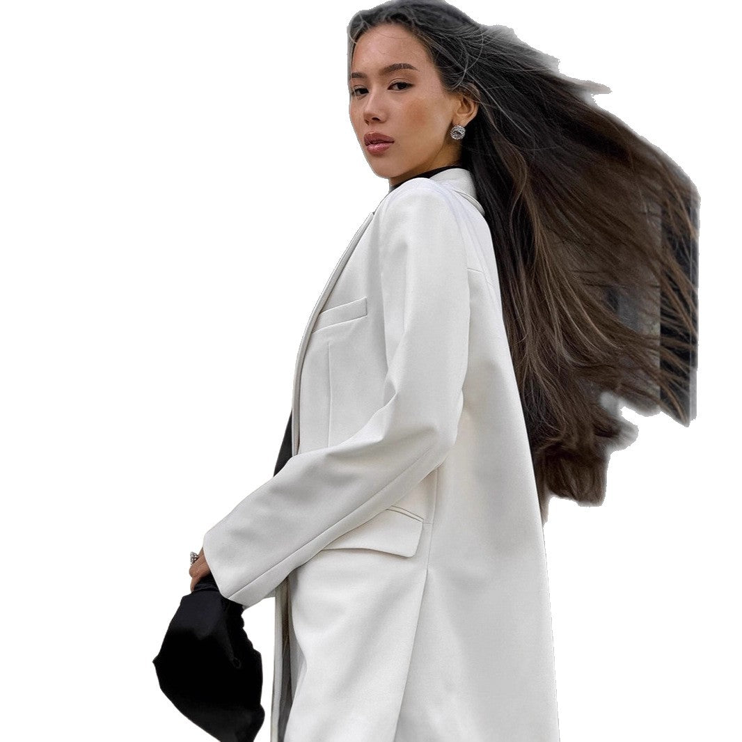 Damen Eleganter Oversized Blazer mit tiefem Schnitt und großen Pattentaschen R&B