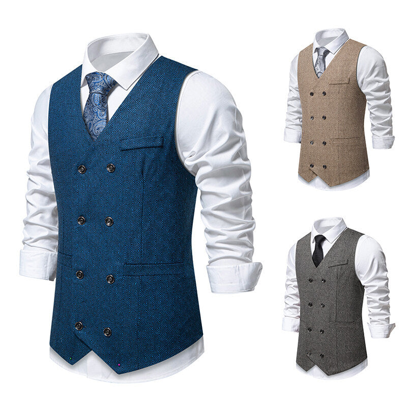Herren Elegante Weste mit doppelter Knopfleiste und feinem geometrischen Muster