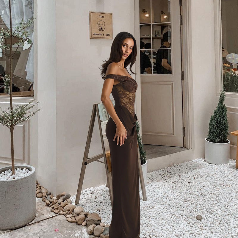 Damen Elegantes Abendkleid mit Spitze und tailliertem Schnitt R&B