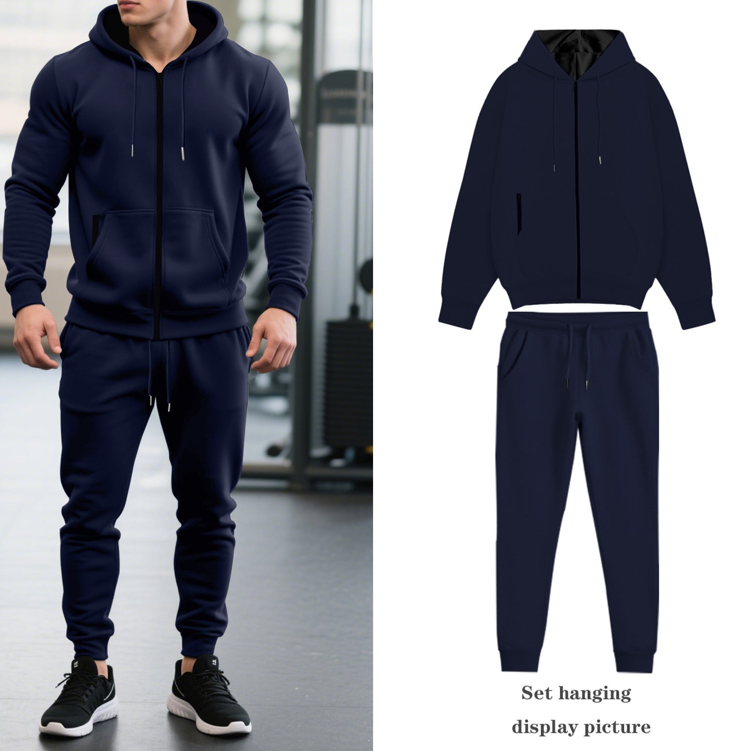 Herren nan zweiteiliges Performance Fleece Jogginganzug-Set mit Kapuzenjacke, verdecktem Reißverschluss und tapered Jogginghose R&B