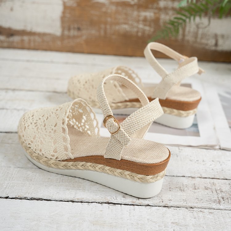 Damen geflochtene Espadrilles mit verstellbarem Riemen und rutschfester Sohle R&B