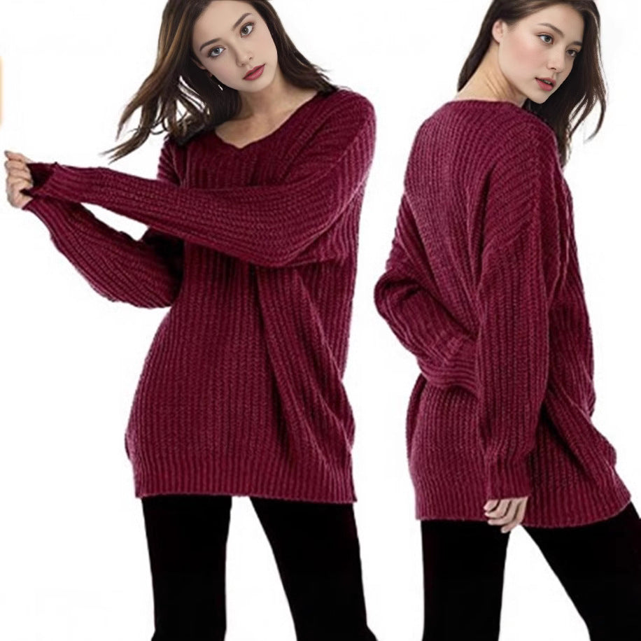 Damen Grobstrickpullover mit weitem Schnitt