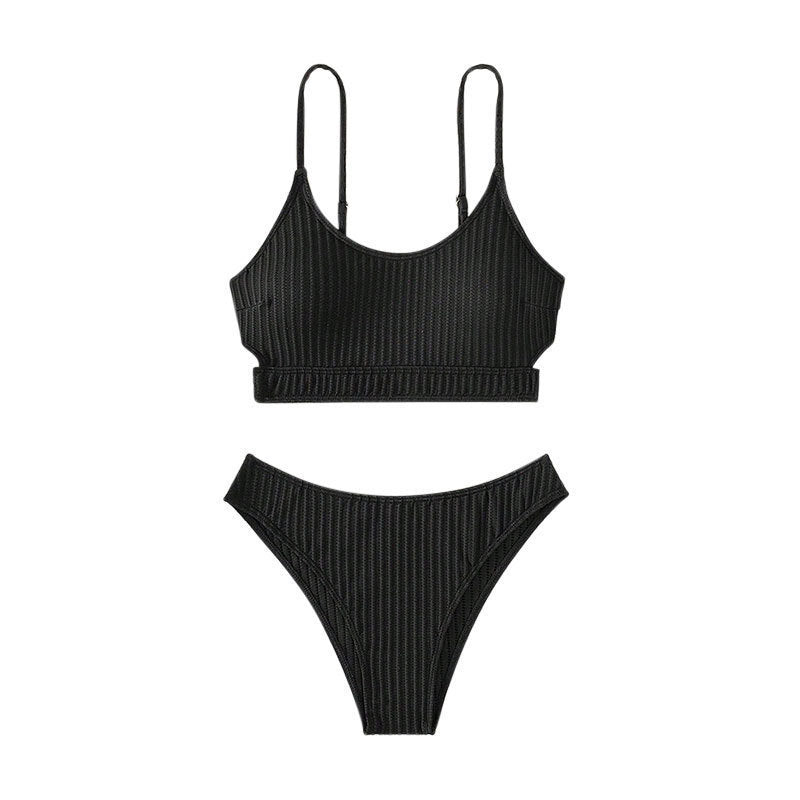 Damen Triangel-Bikini-Set mit verstellbaren Trägern und hohem Beinausschnitt R&B