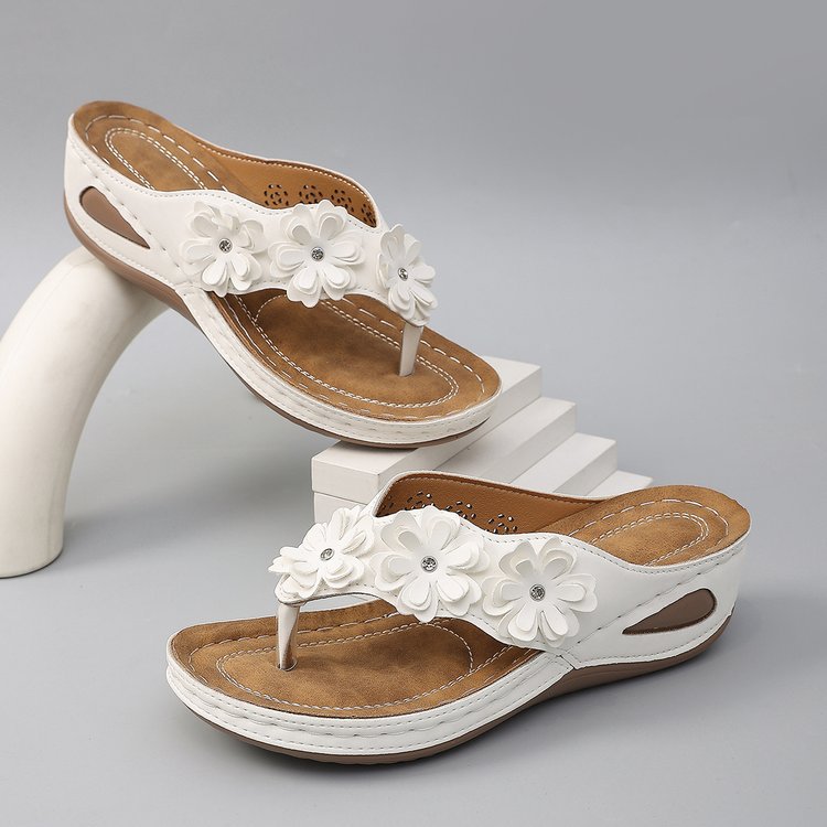 Damen Dekorative Zehentrenner mit floralem Design und gepolsterter Sohle R&B
