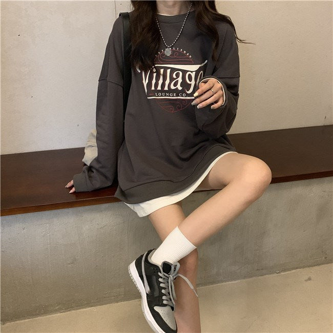Damen lässiger Oversized Pullover mit kreativem Druck und bequemen, atmungsaktiven Materialien