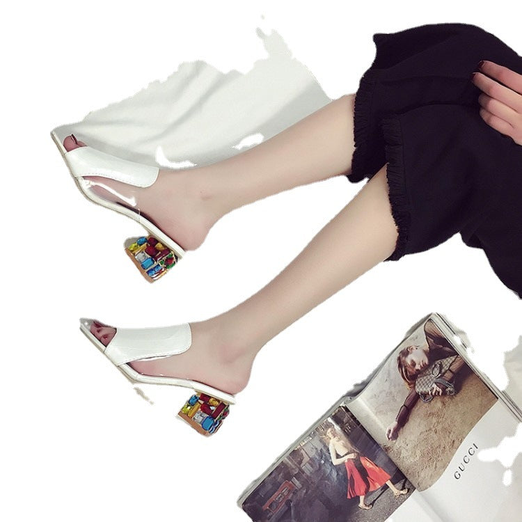 Damen Offene Mules mit dekorativem Blockabsatz und elegantem Obermaterial R&B